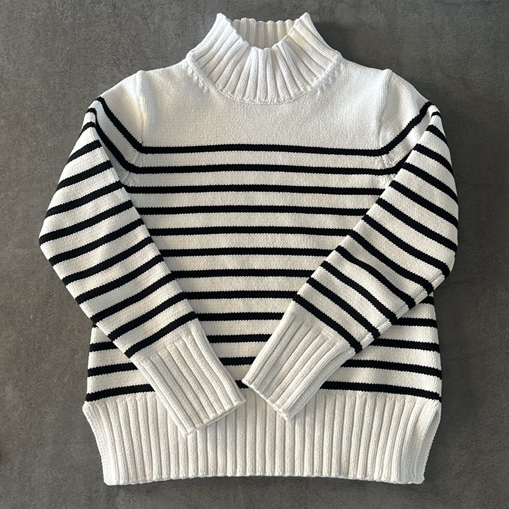 J. Crew cotton Turtleneck Sweater in stripe XS